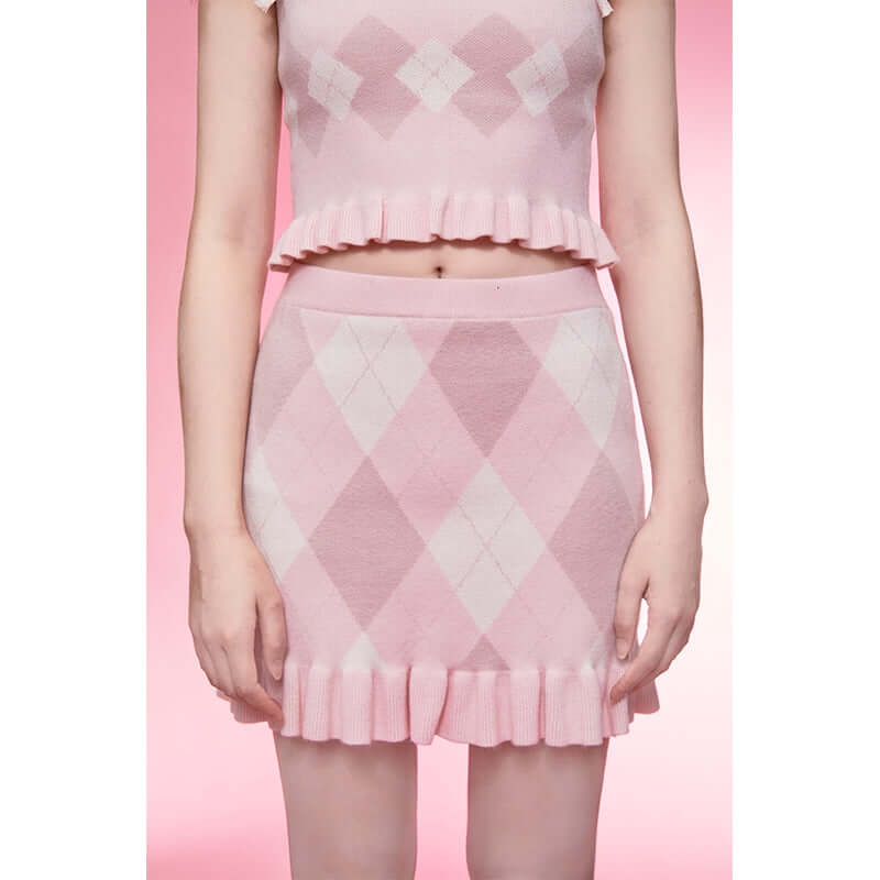 Diamond Vest Spaghetti Straps Knitted Cardigan Coat Three-piece Set- Brand Kiosk Store