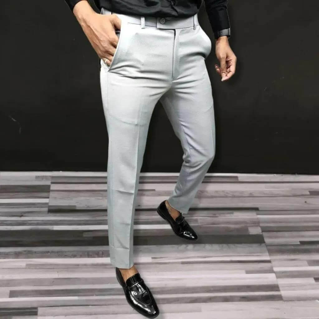 Lycra Solid Slim Fit Mens Formal Trouser Pack of 2- Brand Kiosk Store