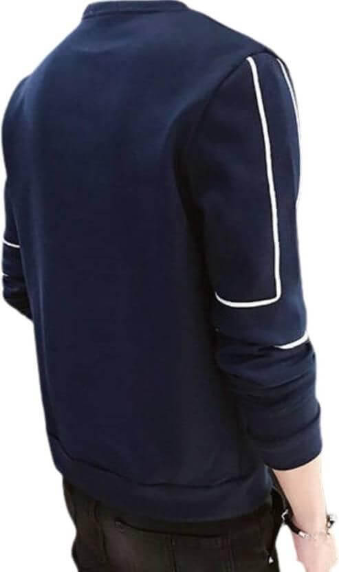 Men's Typography Round Neck Pure Cotton Navy Blue T-Shirt- Brand Kiosk Store