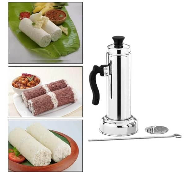 Stainless Steel Puttu Maker Steam Kuzha Puttu Maker with Lid, Rod- Brand Kiosk Store