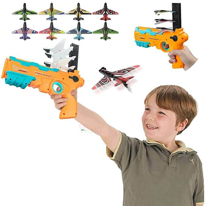 Airplane Launcher Toy Catapult Aircrafts Gun with 4 Foam Planes- Brand Kiosk Store