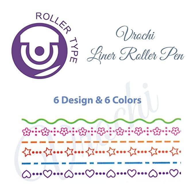 Stamp Pen Liner Pen Roller Type 6 Design and Pack of 6 Color 6- Brand Kiosk Store