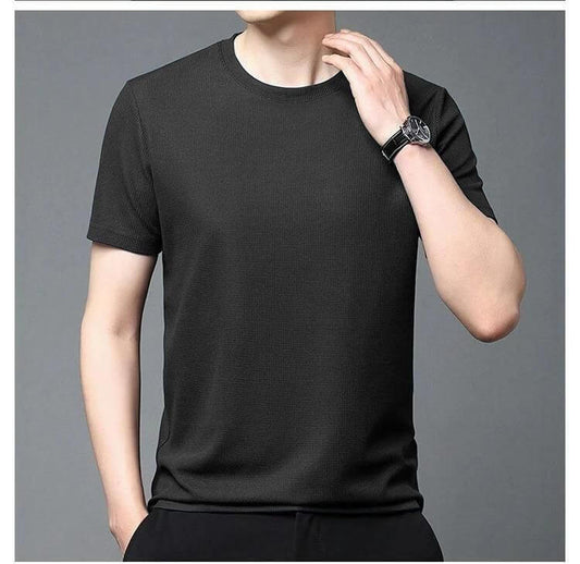 Men 4 Way Strecthable Round Neck T-shirt- Brand Kiosk Store