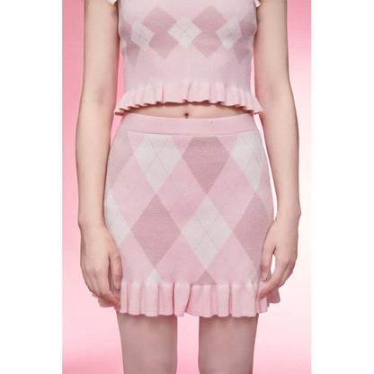 Diamond Vest Spaghetti Straps Knitted Cardigan Coat Three-piece Set- Brand Kiosk Store