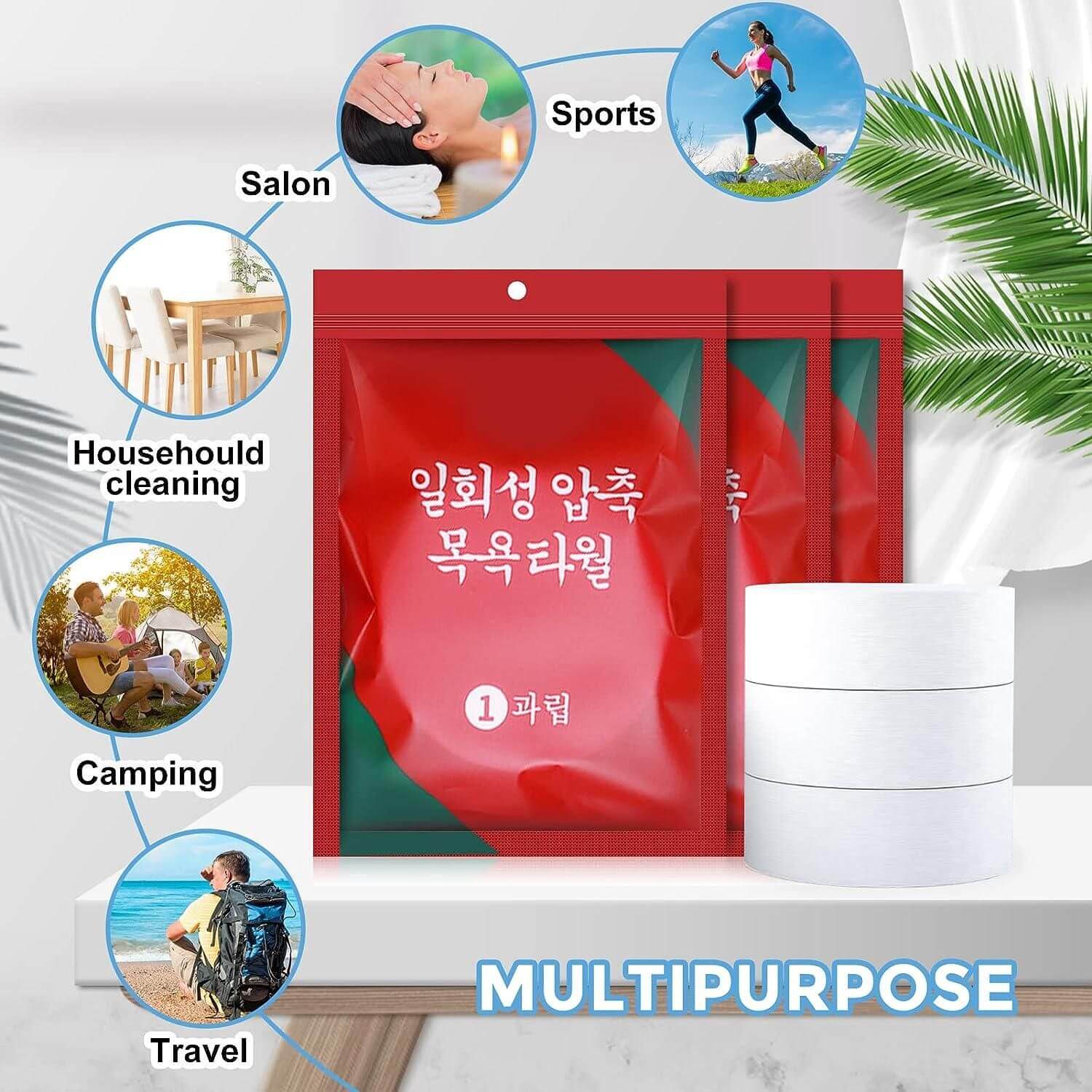 Pure Cotton Portable Disposable Bath Towel Tablet- Brand Kiosk Store