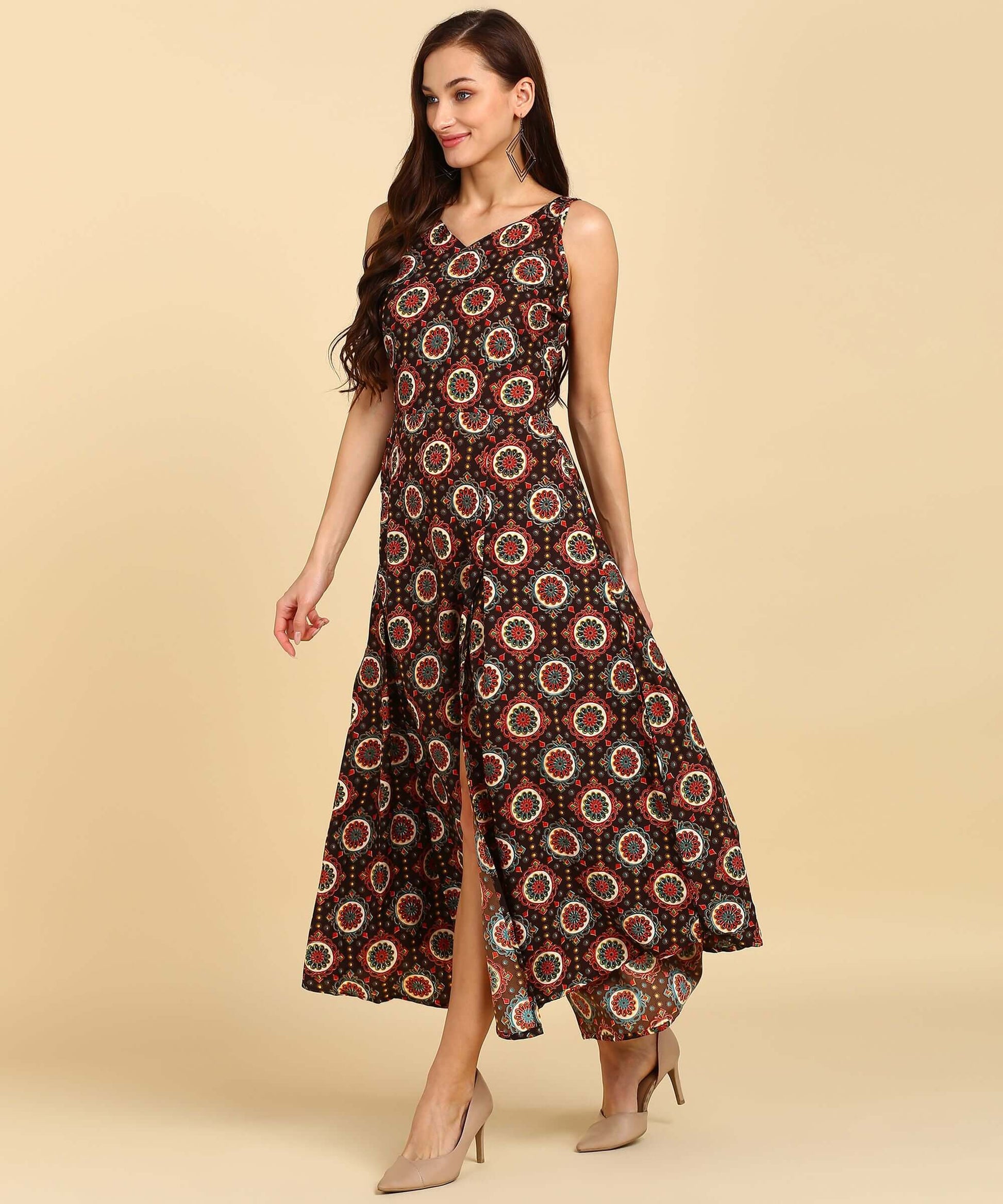 Latest Printed American Crepe Floor Length Kurti- Brand Kiosk Store