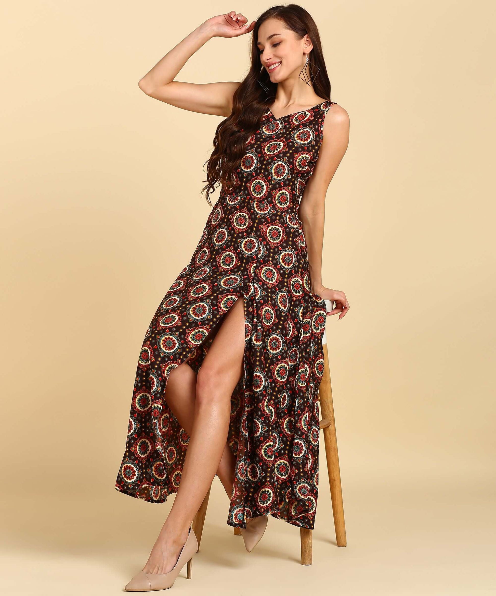 Latest Printed American Crepe Floor Length Kurti- Brand Kiosk Store