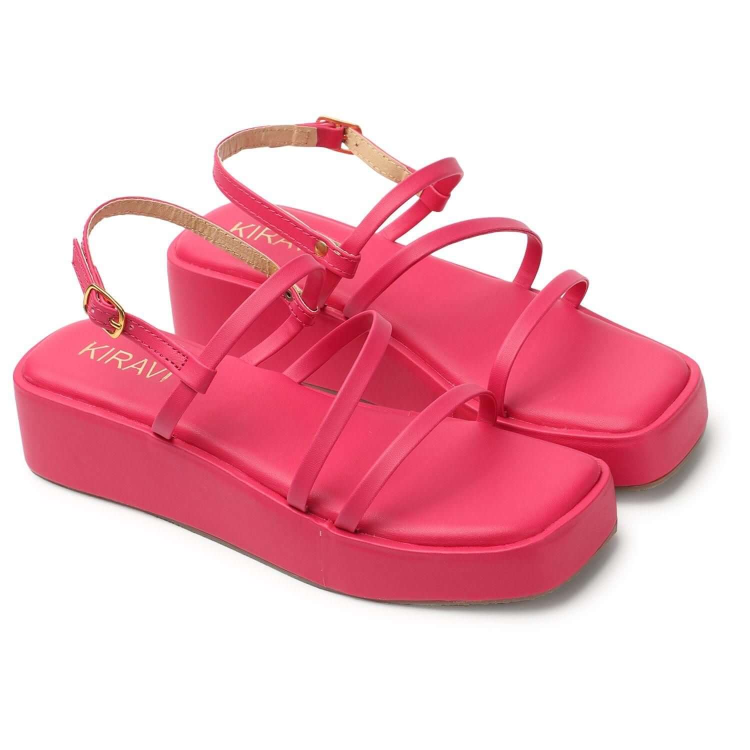 Kiravi Multi Strap Pink Wedges- Brand Kiosk Store