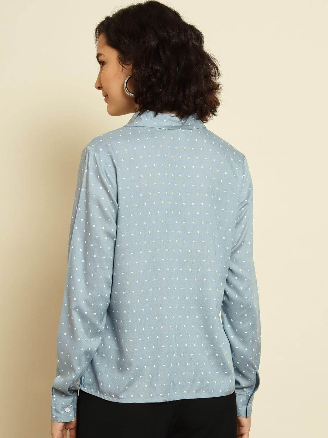 TRENDARREST Blue Polkadot Rayon Shirt- Brand Kiosk Store