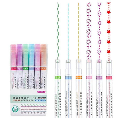 Stamp Pen Liner Pen Roller Type 6 Design and Pack of 6 Color 6- Brand Kiosk Store