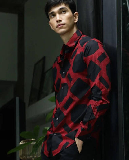 Poly Cotton Printed Full Sleeves Regular Fit Mens Casual Shirt- Brand Kiosk Store