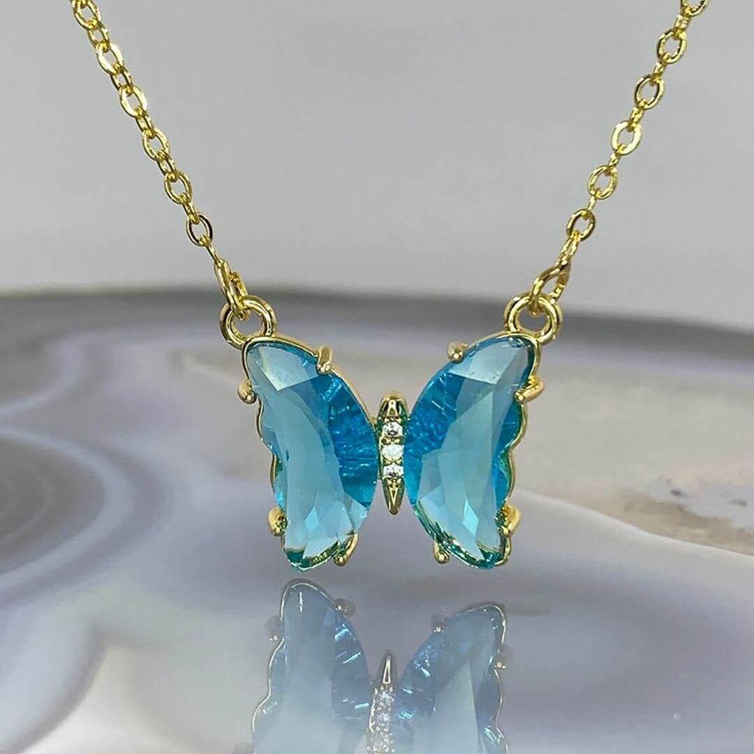 Murano Glass Blue and Gold Heart Pendant Necklace → Hotbox Vintage