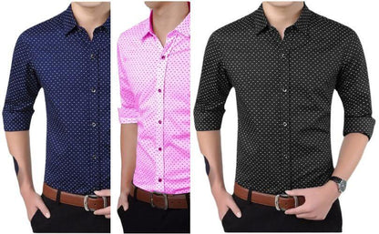 Tom Scott Cotton Blend Printed Slim Fit Shirt Pack Of 3- Brand Kiosk Store