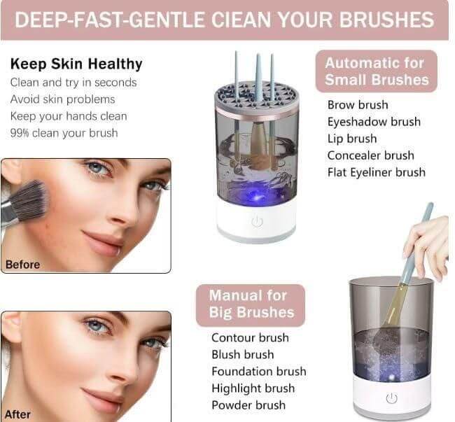Make Up Brush Cleaner,Electric Brush Cleaner, USB Rechargeable Automatic Deep Cosmetic Cleaning Device- Brand Kiosk Store