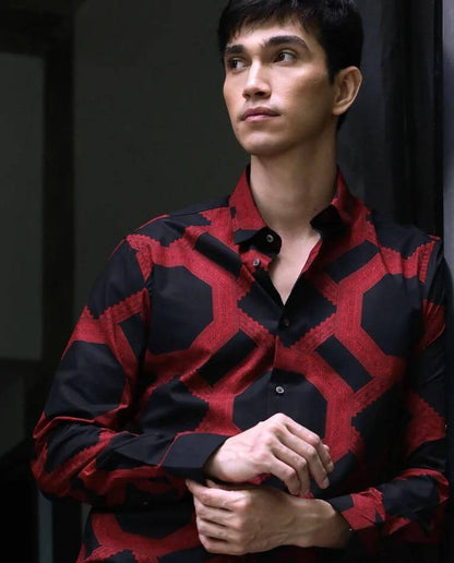 Poly Cotton Printed Full Sleeves Regular Fit Mens Casual Shirt- Brand Kiosk Store