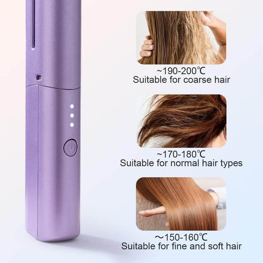 Meneflix Portable Mini Hair Straightener Cordless Rechargeable Mini Adjustable Hair Straightener Hot Comb- Brand Kiosk Store