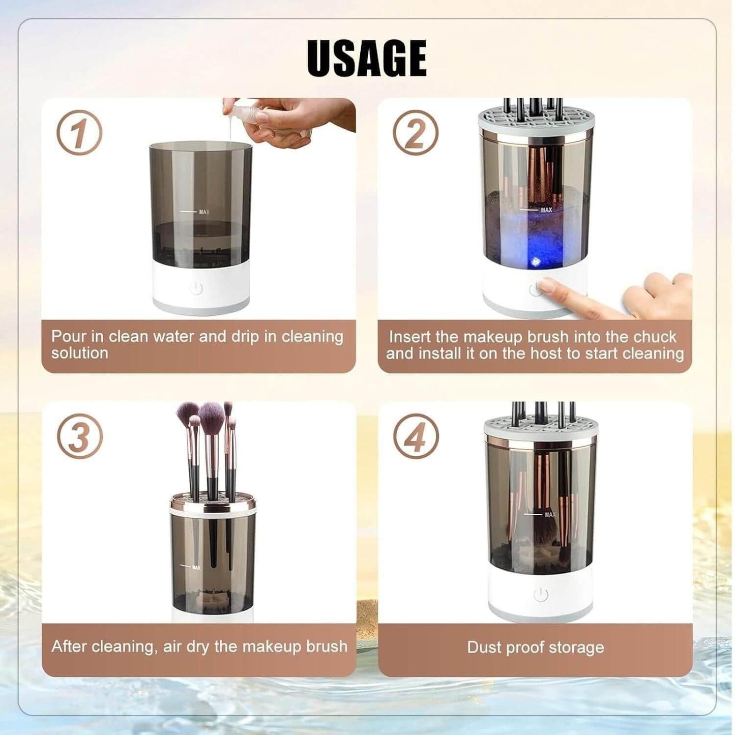 Make Up Brush Cleaner,Electric Brush Cleaner, USB Rechargeable Automatic Deep Cosmetic Cleaning Device- Brand Kiosk Store