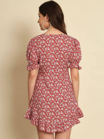 TRENDARREST Floral Printed Frill Dress- Brand Kiosk Store