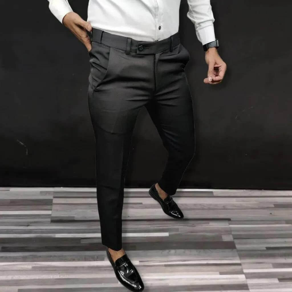 Lycra Solid Slim Fit Mens Formal Trouser Pack of 2- Brand Kiosk Store