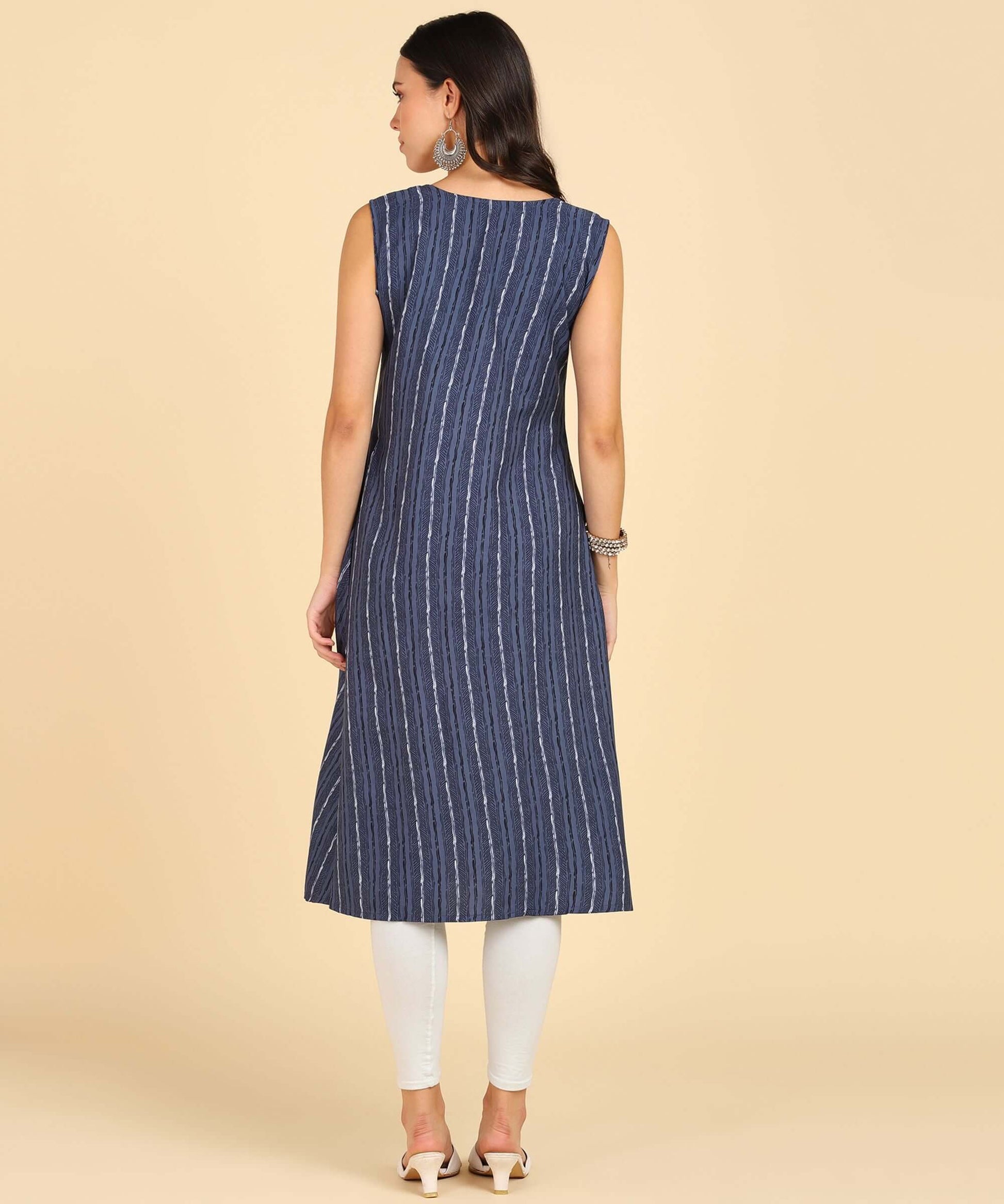 Women's Casual Wear Sleeveless Round Long Kurtis- Brand Kiosk Store