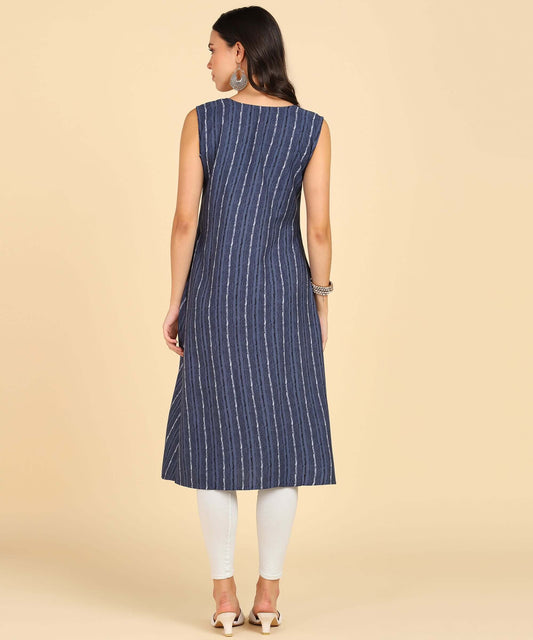 Women's Casual Wear Sleeveless Round Long Kurtis- Brand Kiosk Store