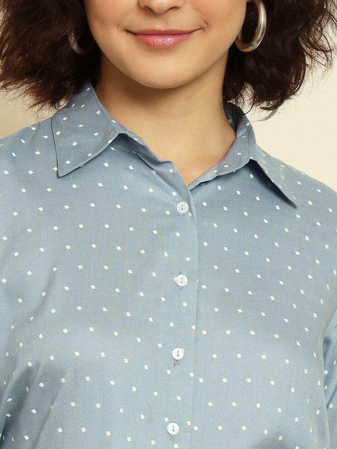 TRENDARREST Blue Polkadot Rayon Shirt- Brand Kiosk Store