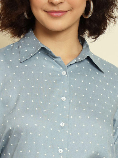 TRENDARREST Blue Polkadot Rayon Shirt- Brand Kiosk Store