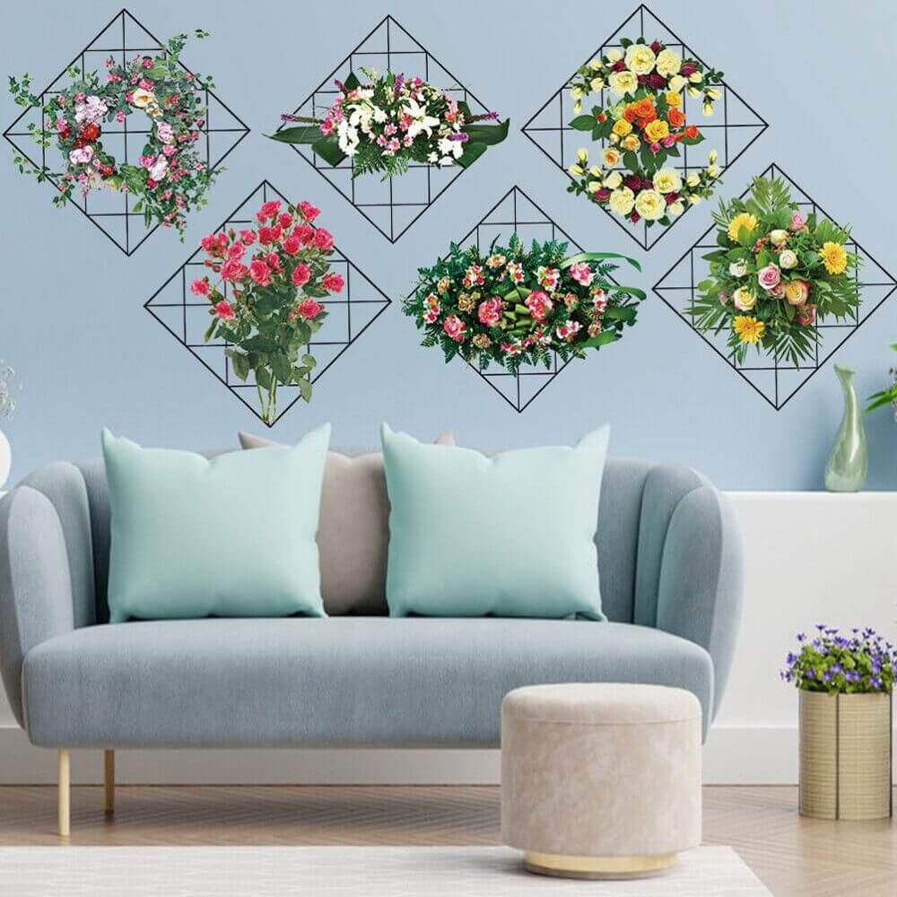 Home Wall Art Grid Flower Pattern Sticker Office Decals The Flowers- Brand Kiosk Store
