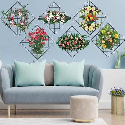 Home Wall Art Grid Flower Pattern Sticker Office Decals The Flowers- Brand Kiosk Store