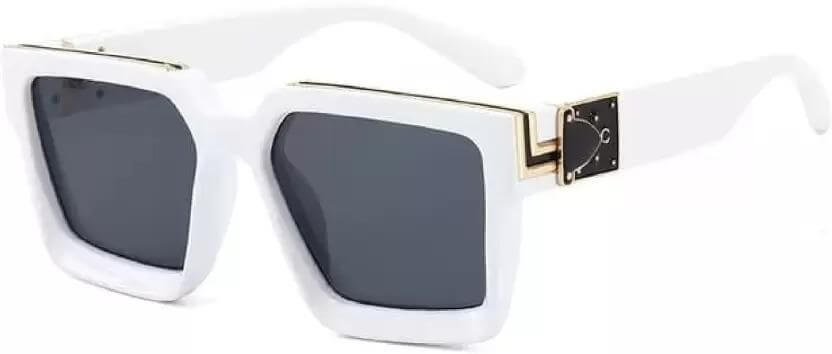 UV Protection Rectangular, Over-sized Sunglasses (60) (For Men & Women, Black, Clear)- Brand Kiosk Store