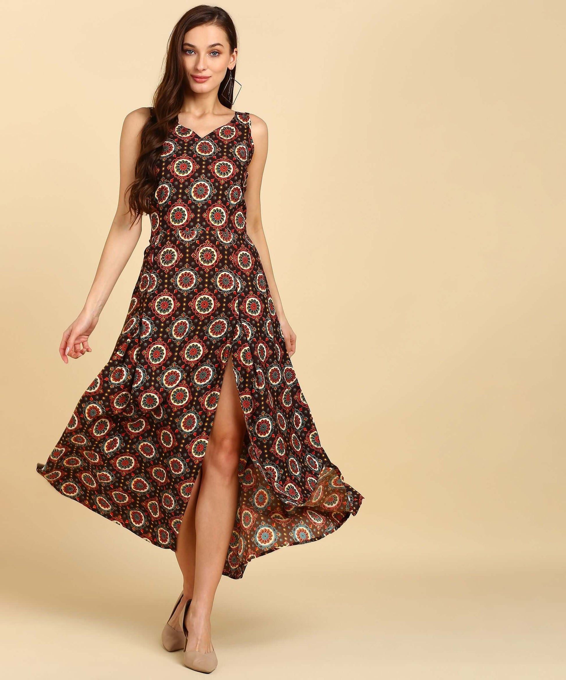 Latest Printed American Crepe Floor Length Kurti- Brand Kiosk Store