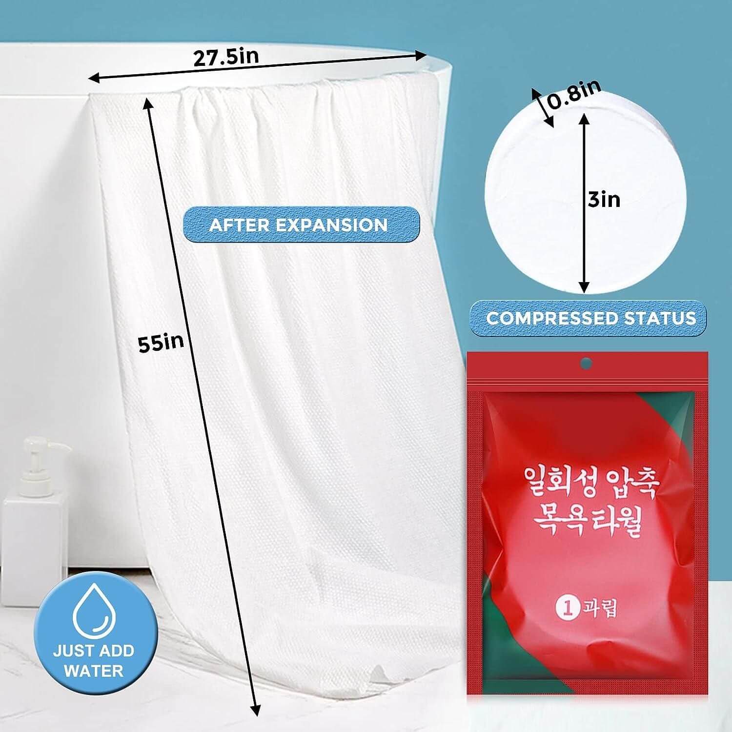 Pure Cotton Portable Disposable Bath Towel Tablet- Brand Kiosk Store