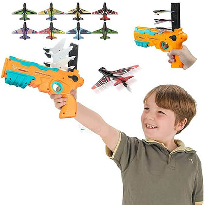 Airplane Launcher Toy Catapult Aircrafts Gun with 4 Foam Planes- Brand Kiosk Store