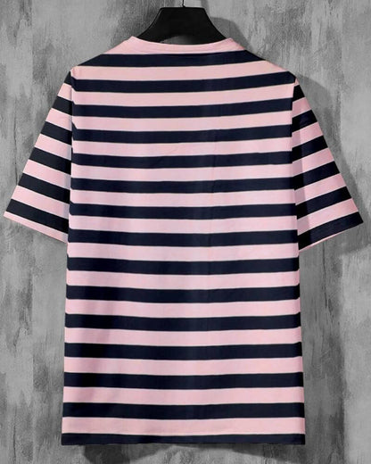 EYEBOGLER Cotton Blend Stripes Half Sleeves Mens Round Neck T-Shirt- Brand Kiosk Store