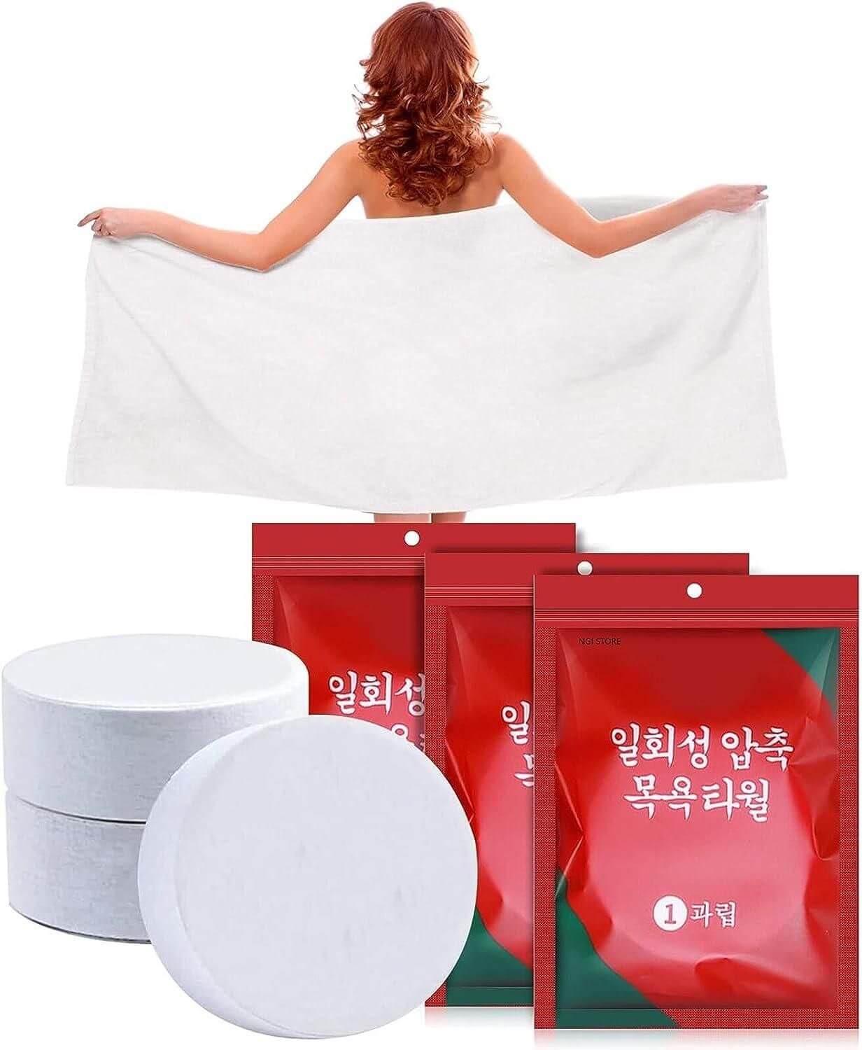 Pure Cotton Portable Disposable Bath Towel Tablet- Brand Kiosk Store